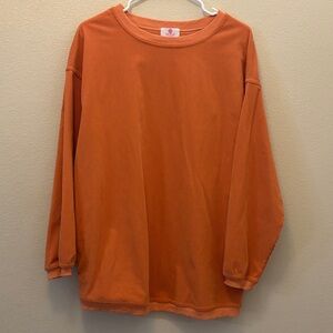 Apple Orange Ribbed Long Sleeve Women's Sweater